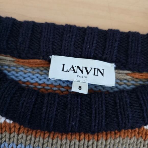 Lanvin Enfant Mini-me Jacquard Jumper Fair Isle Sweater 8yr Kids Cotton Cashmere - Picture 2 of 7